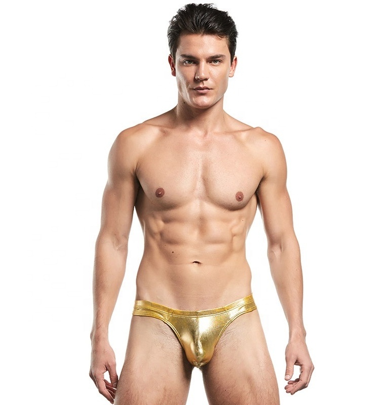 Top fashion men's imitation leather underwear thongs