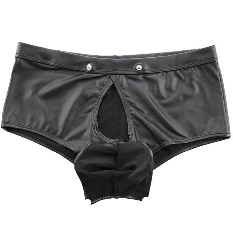 Wholesale Leather Front Open Love Sexy Gay Men's Briefs & Boxers Underwear With Pouch Bulge