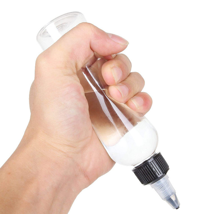 Empty 30ml 50ml 60ml 80ml 100ml 150ml Clear Plastic Hair Oil Squeeze Applicator Packaging Bottle With Twist-open Dispensing Cap