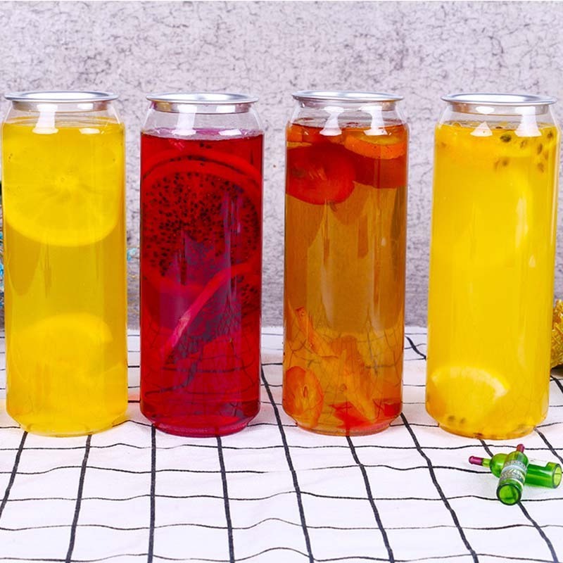 Hot Sale BPA Freely 250ml 330ml 375ml 500Ml Transparent Soda Cans Empty PET Pull Ring Beverage Cans For Soft Drinking Packaging