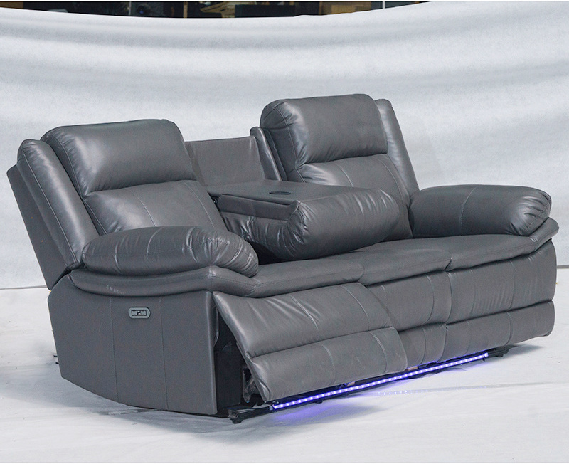 Modern Electric 3+2+1 recliner sofa Movie Home Theater Living Room Luxury Sectional sofa set with LED light