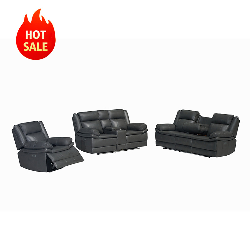 Modern Electric 3+2+1 recliner sofa Movie Home Theater Living Room Luxury Sectional sofa set with LED light