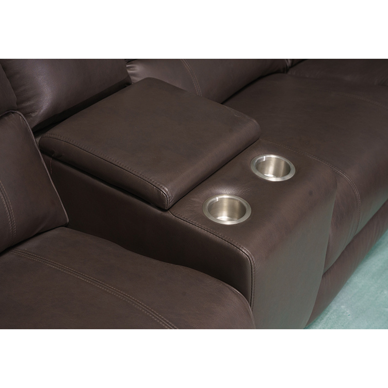 Power Air Leather Corner Sofa With Backrest  Console And USB Cup holder Modern Design  Living Room