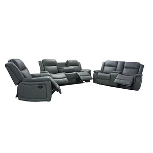 Dark Grey Air Leather Home Theater Recliner Sofa Set 3 2 1 Living Room Sofa Reclinable