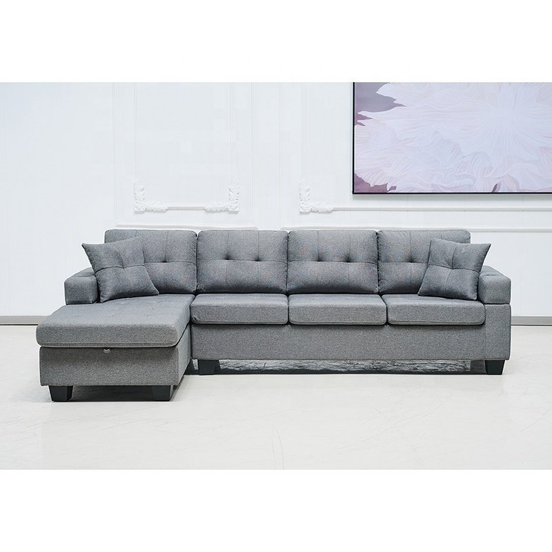 Wholesale Price Sectional Sofa Couch L Shaped Sofa With Storage Ottoman Left And Right Convertible