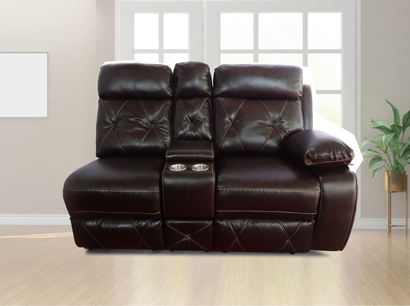 Modern L shape manual corner recliner furniture living room sofa sets Luxury Air leather sofa set brown color