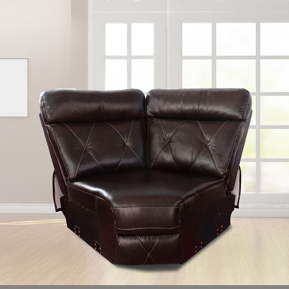 Modern L shape manual corner recliner furniture living room sofa sets Luxury Air leather sofa set brown color