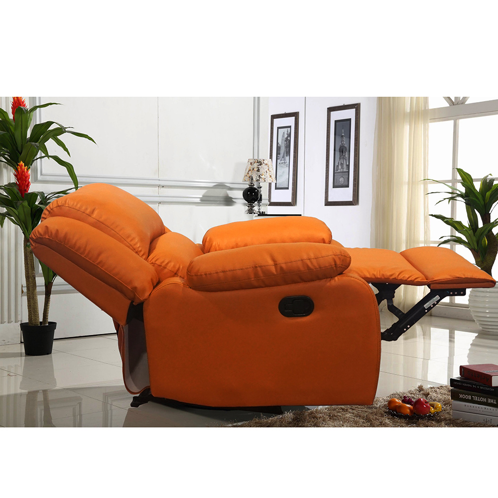 Power Air Leather Sofa Set Furniture Living Room Single Sectional Recliner Sofa Modern Style Hot Sale Orange Color