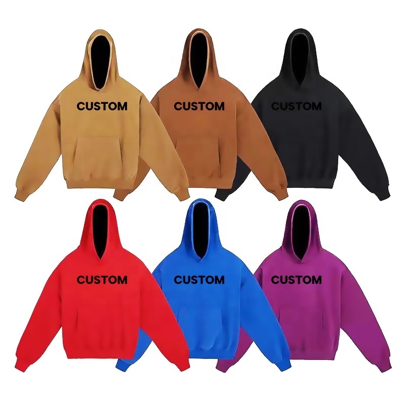 French Terry Blank Oversized Hoodies Unisex Custom Logo 100% Cotton Heavy Thick Hoody Heavyweight 1800 Gsm Double Layer Hoodie