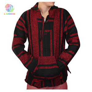 Lanwo Premium Drawstring Hoodies Wholesale Suppliers Mens Customized All Over Print Graphic Heavy Cotton Hemp Baja Hoodie