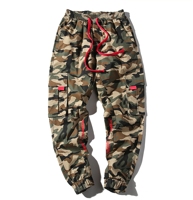 Spring Fashion Casual Oversized Overalls Men's Korean Beam Foot Camouflage Cargo Harem Pants