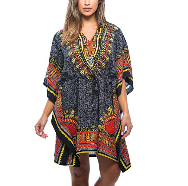 Fashion Womens Summer African Print Dashiki Caftan Shirts Loose Casual Ladies Mini Dress