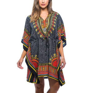 Fashion Womens Summer African Print Dashiki Caftan Shirts Loose Casual Ladies Mini Dress