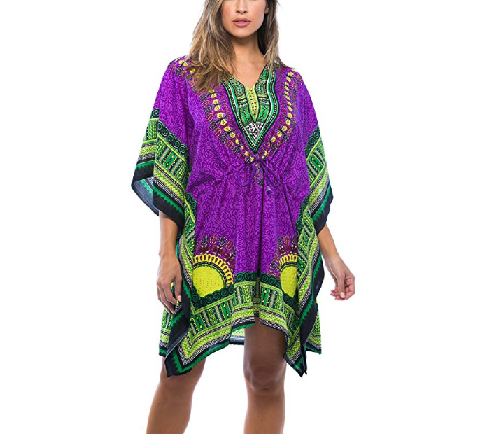 Fashion Womens Summer African Print Dashiki Caftan Shirts Loose Casual Ladies Mini Dress