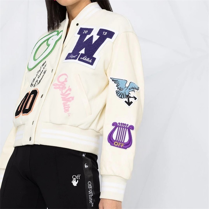 Lanwo Custom Leather Sleeve Crop Varsity Jacket For Women Chenille Embroidery College Vintage Letterman Varsity Jacket