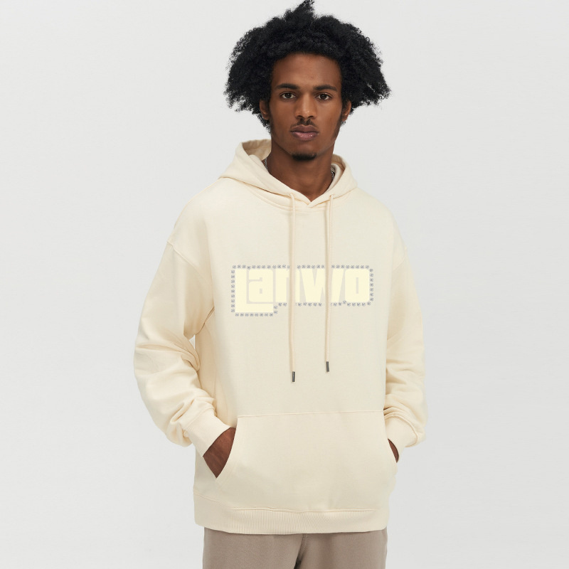 Bubble Print Hoodie Rhinestone Hoodie High Quality Fleece Hoodie For Men Heavyweight Pullover