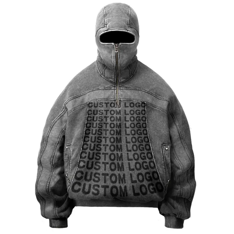 Free Sample Hoodies Custom Half Zipper 2023 High Quality Custom Heavyweight 100% Cotton Sweatshirt Oversized Mens Hoodies