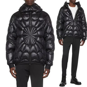 High Street New Fashion Custom Bubble Jacket For Men Spider Web Padded Cotton Men Winter Jackets Black Shiny Puffer Jacket