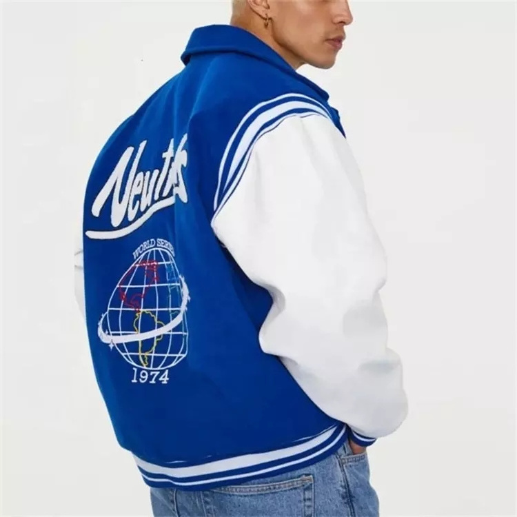 Custom Men'S Varsity Jacket With Ribbed Cuff Leather Sleeve Windbreaker Chenille Embroidery Plus Size Designer Fleece Jacket