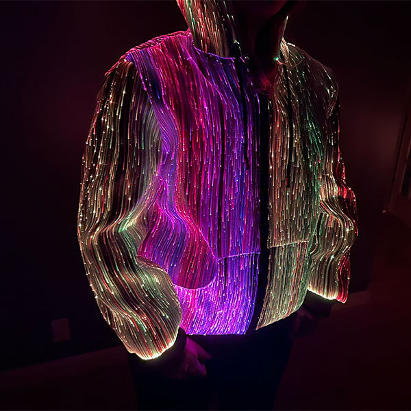 Flashing Rave Glow In The Dark Led Jacket Glowing Party Wear Luminous Led Light Jacket Festival Light Up Fiber Optic Jacket