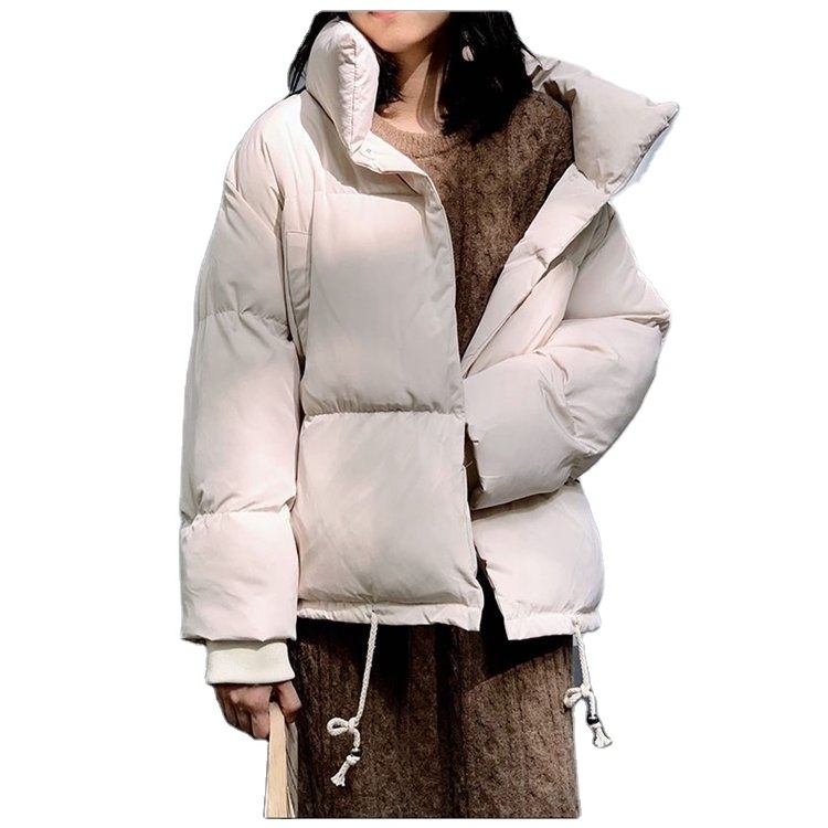 2021New Style Doudoune Loose Casual Warm Stand Collar Pockets Clothing Women Down Jackets Puffer Bubble Winter Warm Coat