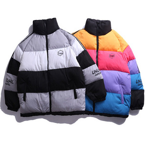 Custom Winter Warm Bubble Men Women Overcoat Jacket Loose Colorblock Waterproof Snowboard Unisex Thick Puffer Down Coat Jackets