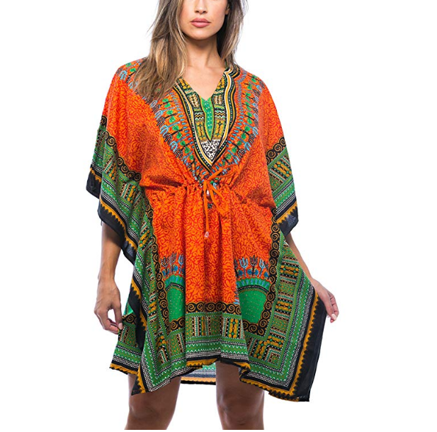 Fashion Womens Summer African Print Dashiki Caftan Shirts Loose Casual Ladies Mini Dress