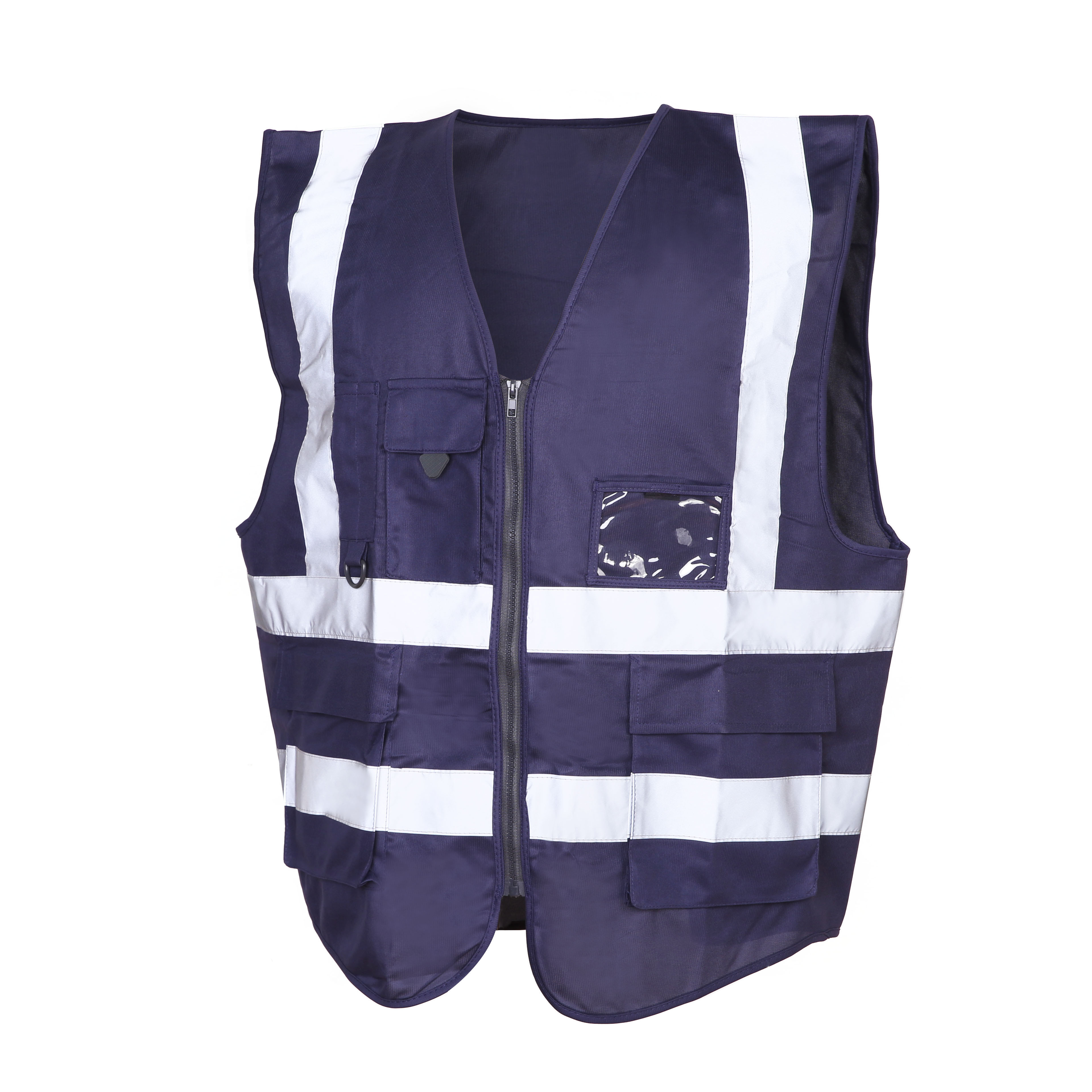 EN20471 Polyester Knitted Hi Vis Blue Reflective Work Vest With Pockets