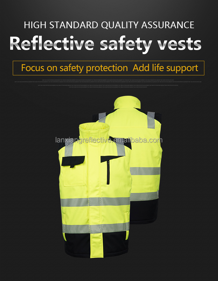 LX New High Quality Green And Black Security Construction Vest Reflective Safety Vest With Pockets