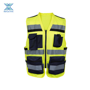 LX Factory Black Engineer Safety Vest Construction Industrial Security Vest Hi Vis Reflective Safety Vest With Logo