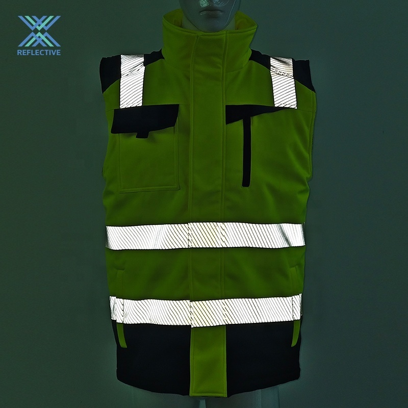 LX New High Quality Green And Black Security Construction Vest Reflective Safety Vest With Pockets