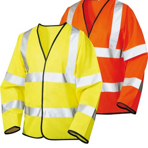 Hot sale Hi vis long sleeves mesh fabric protective working safety reflective vest with clear reflective straps