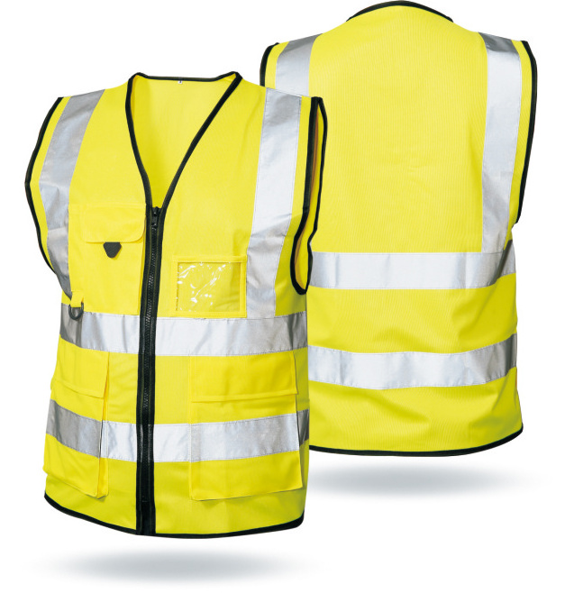 EN20471 Polyester Knitted Hi Vis Blue Reflective Work Vest With Pockets