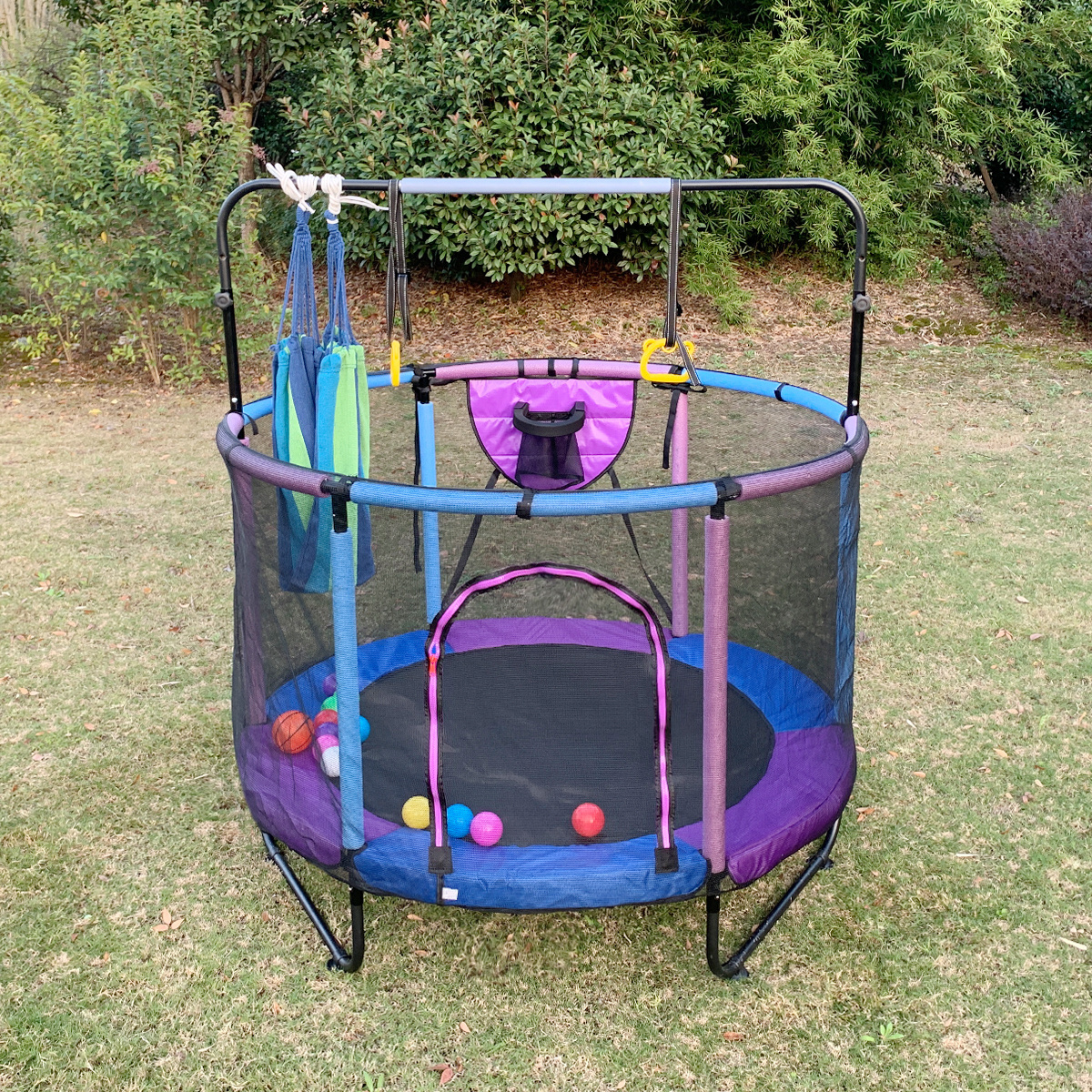 Safety protection High quality spring round trampoline with swing for indoor and outdoor children entertainment