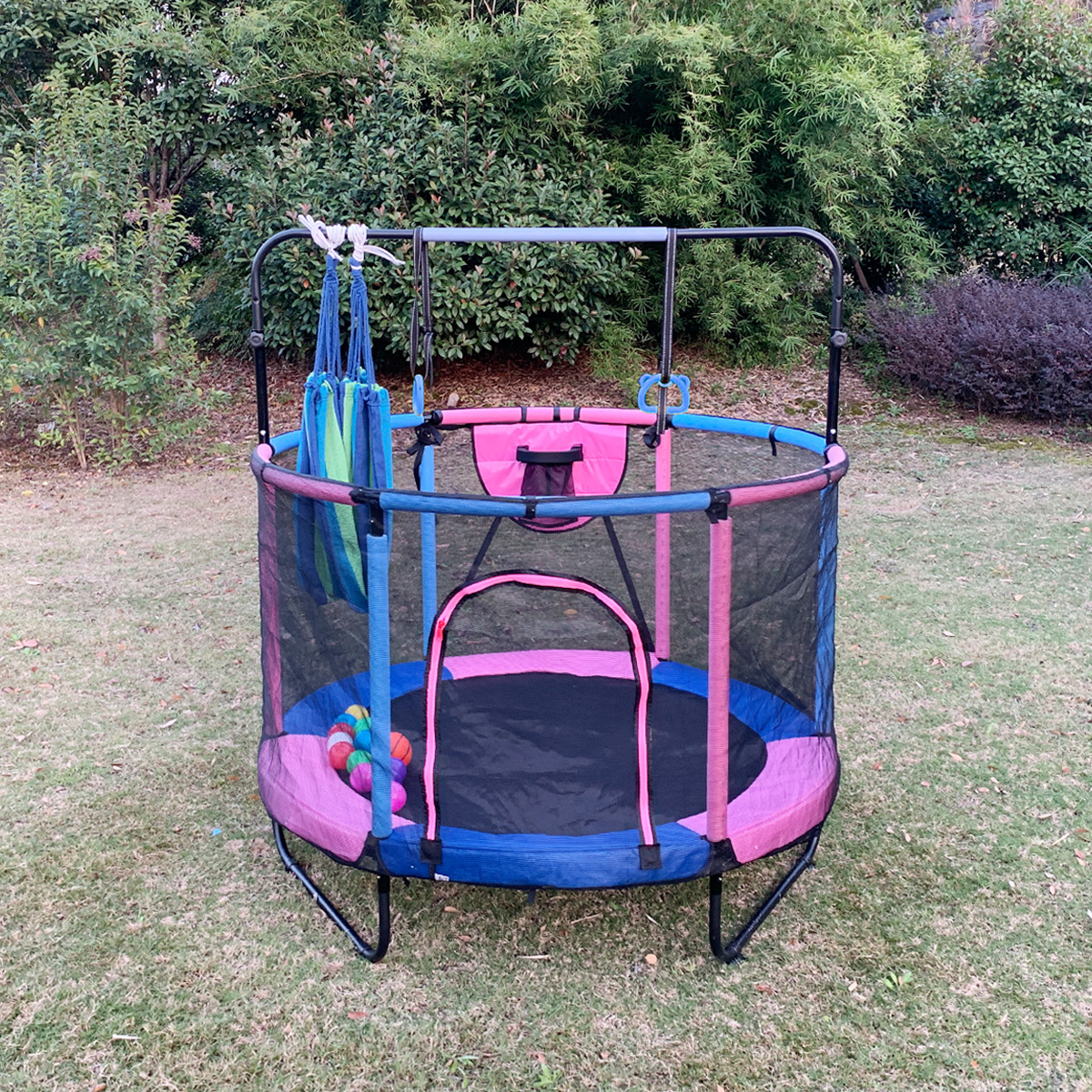 Hot sale can be customized Children's Day gift garden indoor trampoline with swing for children