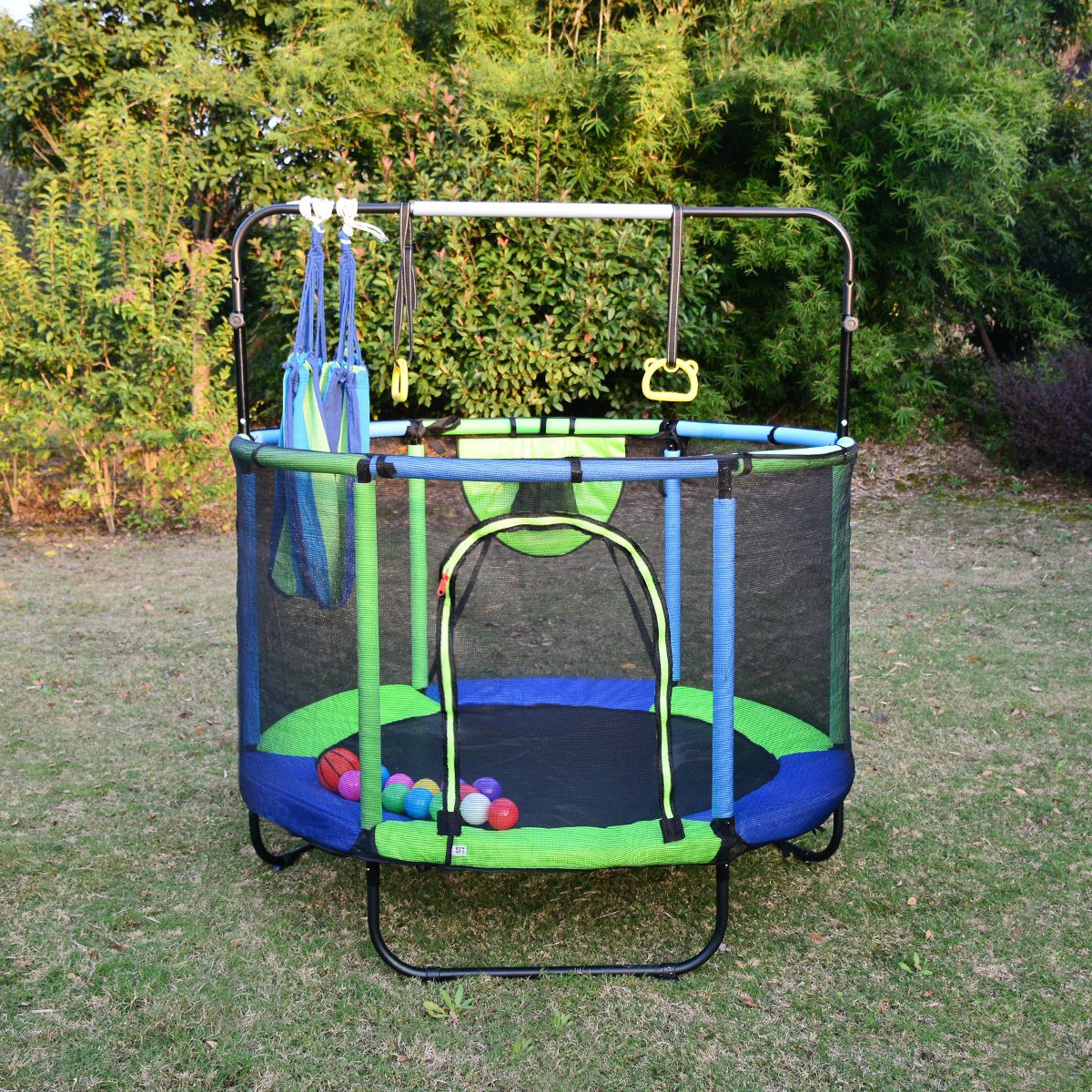 Hot sale can be customized Children's Day gift garden indoor trampoline with swing for children