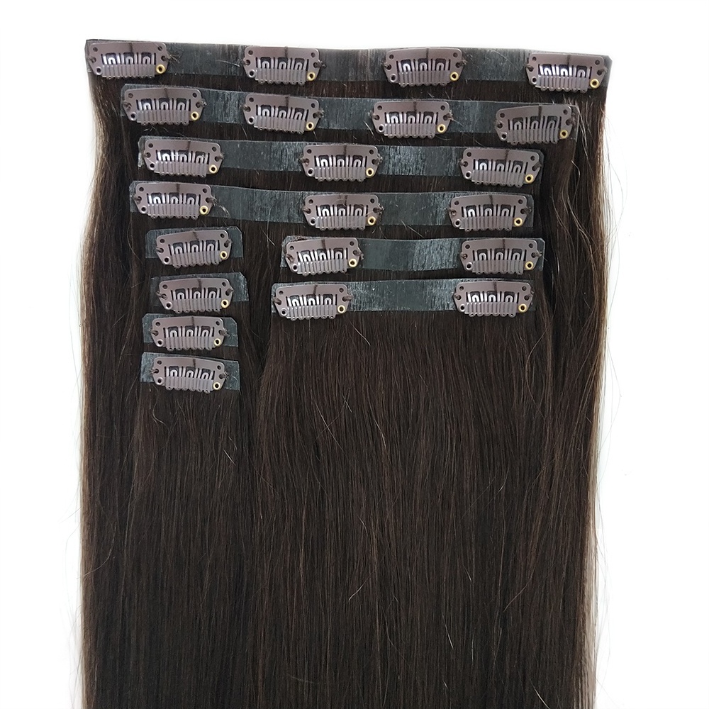 Extensions Manufacturer Wholesale In Stock Natural Raw Double Drawn Virgin Remy Seamless Clip In Hair Human Extensions