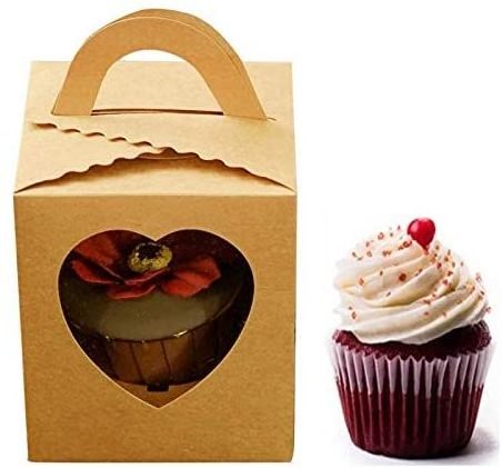 Brown Kraft Single Cupcake Boxes With Window For Wedding Baby Shower Christmas Birthday Party Favors