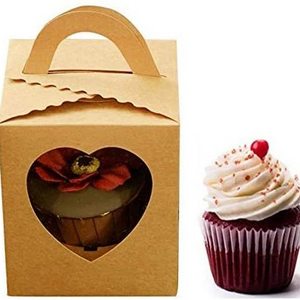 Brown Kraft Single Cupcake Boxes With Window For Wedding Baby Shower Christmas Birthday Party Favors