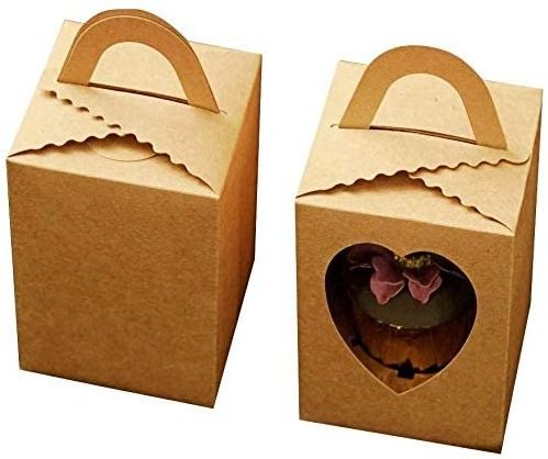 Brown Kraft Single Cupcake Boxes With Window For Wedding Baby Shower Christmas Birthday Party Favors