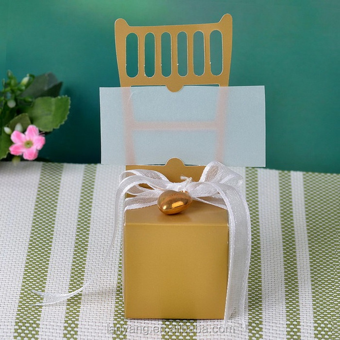 Gold Chair Place Card/Memo Holder Wedding Favor Box Candy Boxes