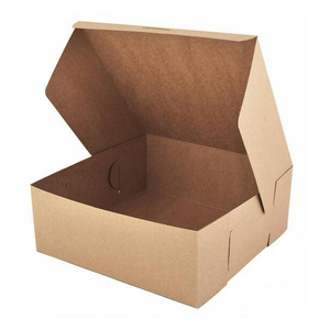 Kraft Paperboard Non Window Lock Corner Bakery Box, 10" Length x 10" Width x 4" Height