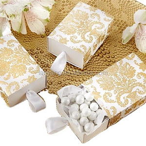 Gold Damask Drawer-style Favor Boxes Party Favors wedding Favor Boxes