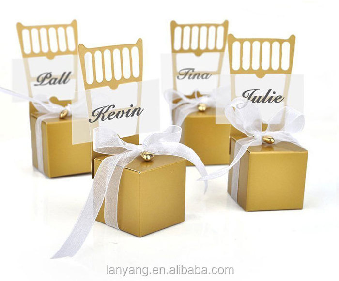 Gold Chair Place Card/Memo Holder Wedding Favor Box Candy Boxes