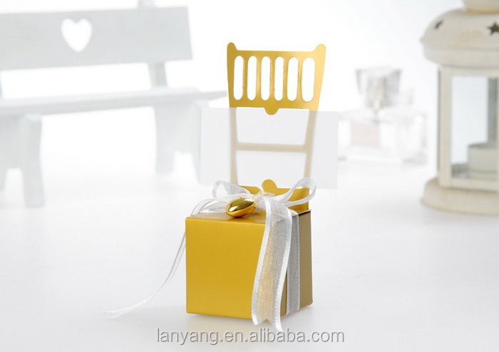 Gold Chair Place Card/Memo Holder Wedding Favor Box Candy Boxes