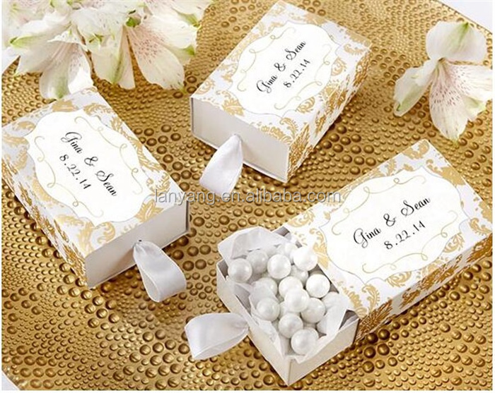 Gold Damask Drawer-style Favor Boxes Party Favors wedding Favor Boxes