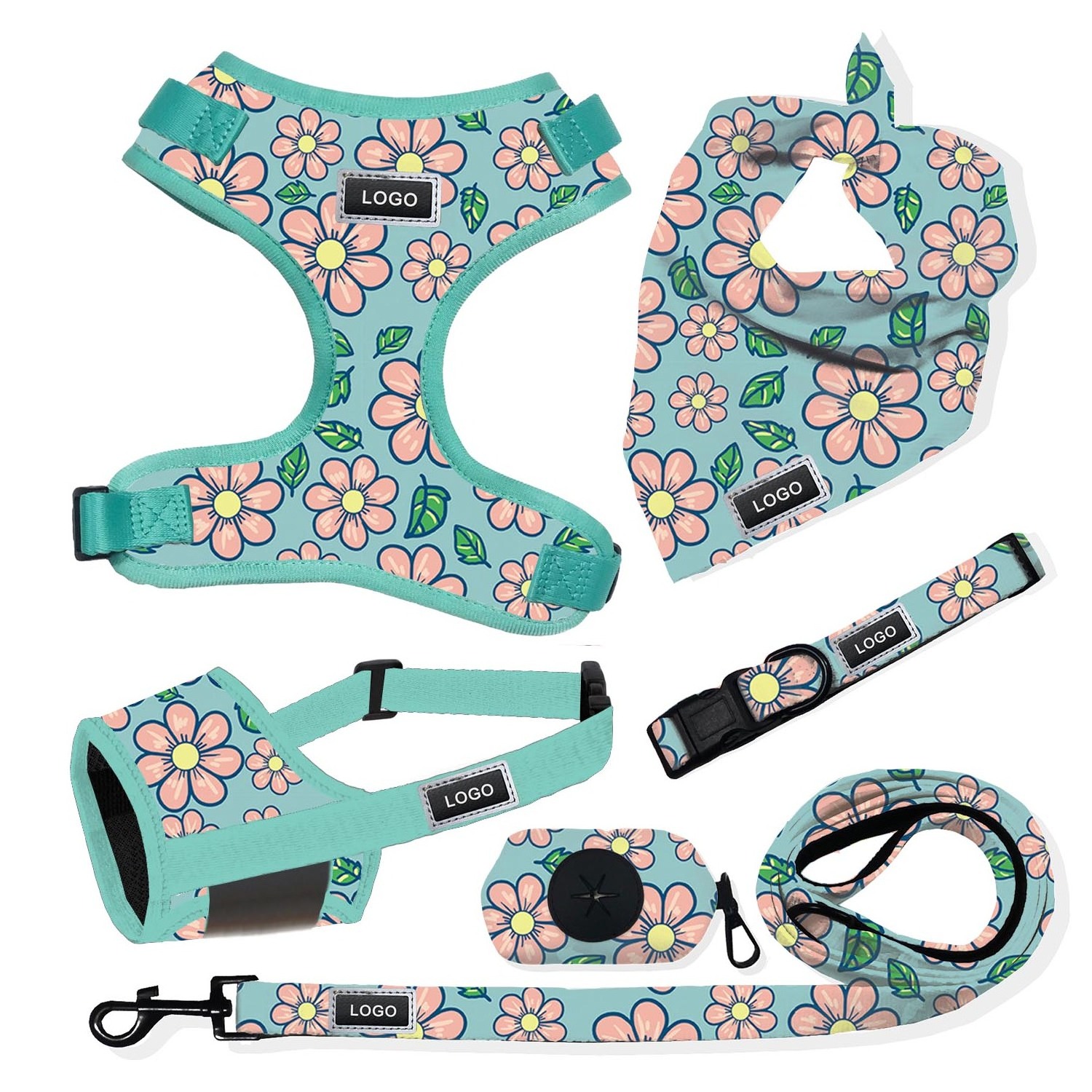 Designers Custom Dog Accessories Adjustable OEM Breathable Dog Training Harness And Leash Set