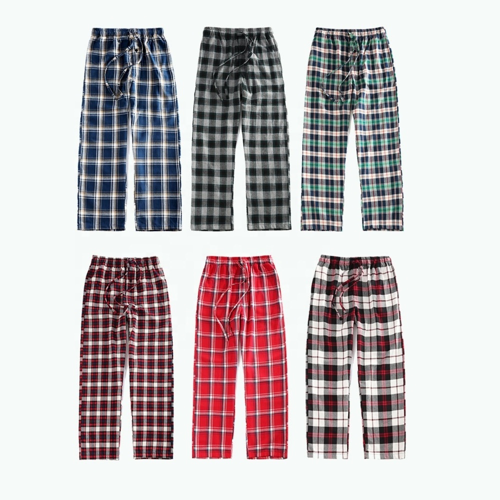 Wholesale Children And Adult Pajamas Boys  Winter Long Pants Sleepwear Pants Flannel Plaid Pajamas Pants