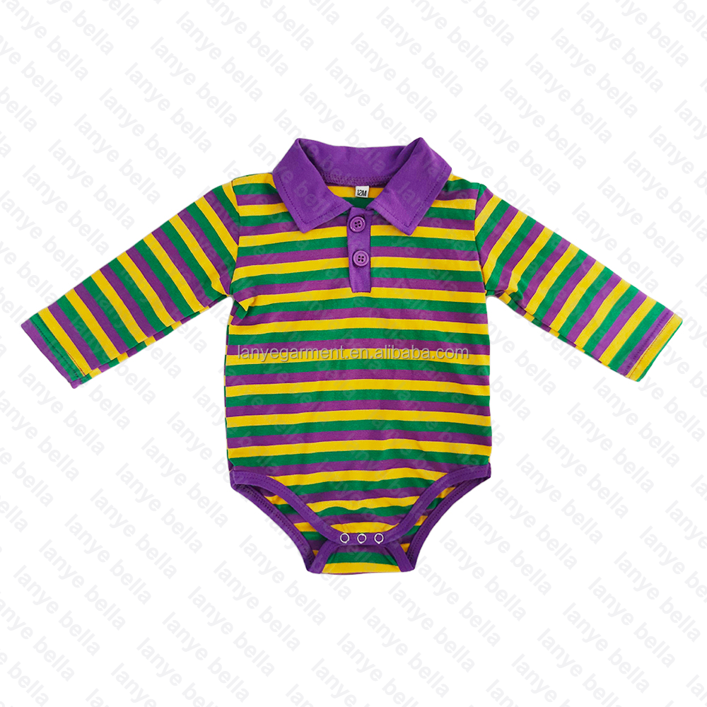 2023 Baby Girls Mardi Gras Polo Dress Set Clothing Set Baby Rompers Kids Shirts Matching Stripe Boutique Outfit