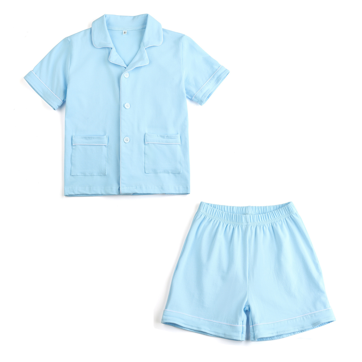 High Quality 95% Cotton Kids Pajamas Two Piece Short Pajamas Baby Boys Girls Ruffle Summer Pyjamas Set